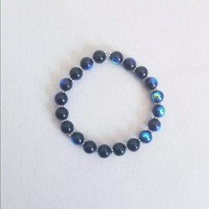 Black AB Beaded Stretch Bracelet